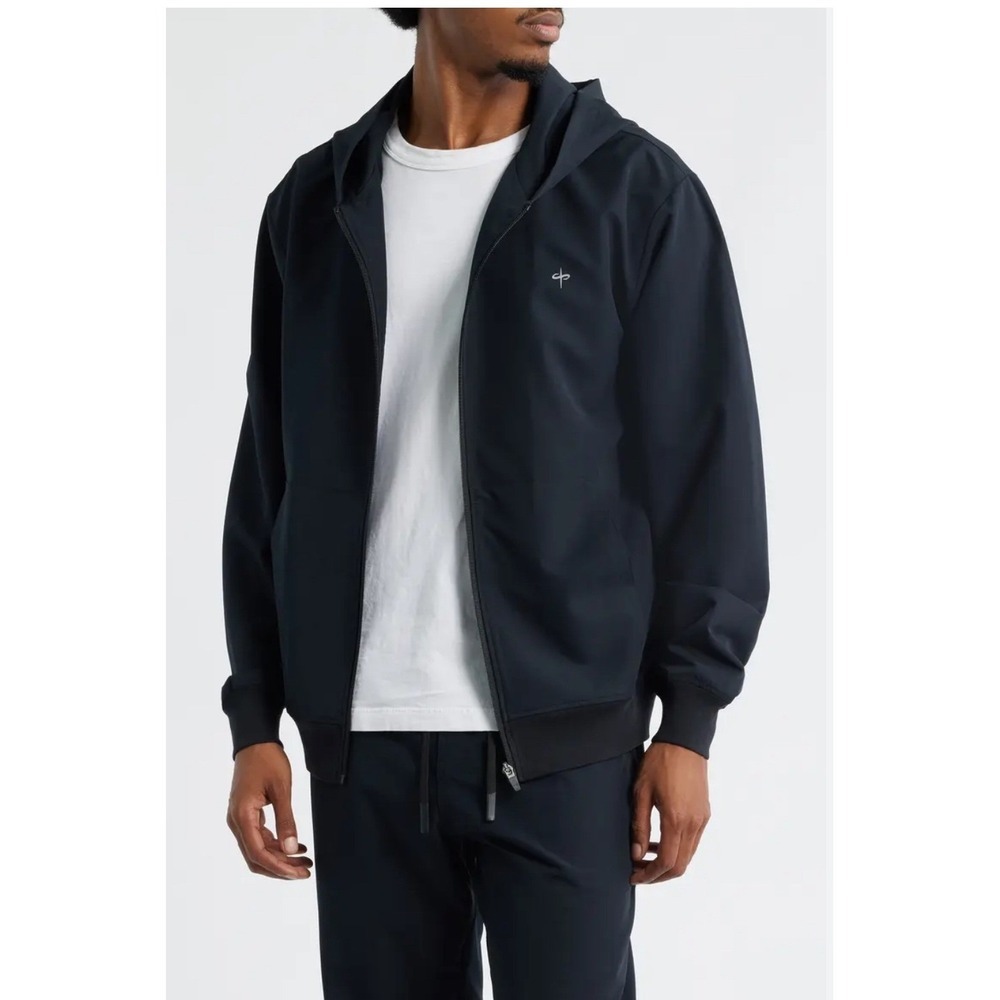 Santo Studio Mens Black Full Zip Hoodie Technical Lightweight Jacket Large